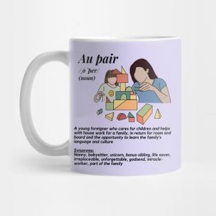 Au pair definition female purple Mug